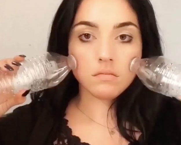 blogger Mercedes Benssz using just empty bottles to create an 'instant facelift'