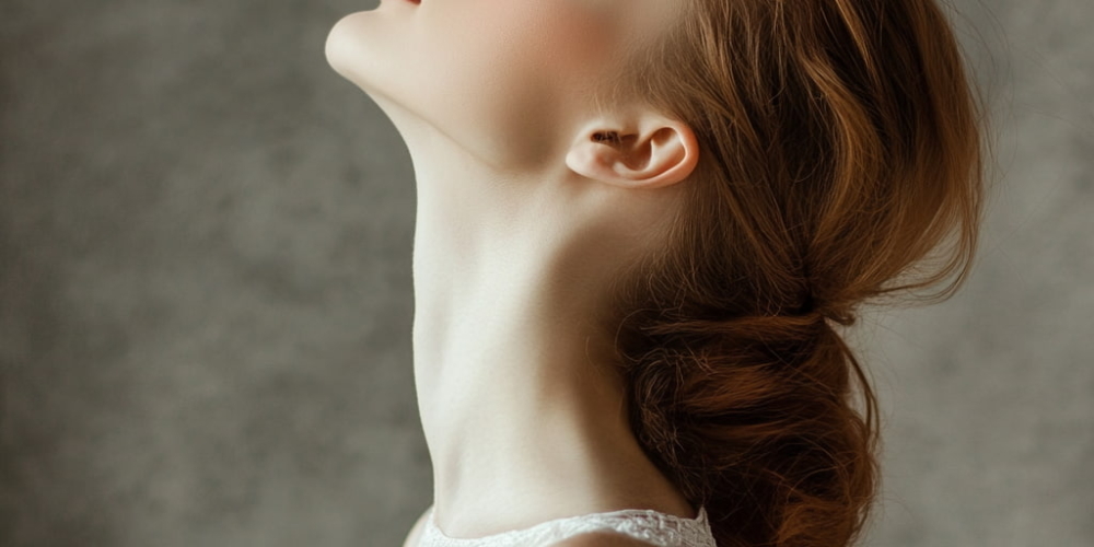 Woman looking at the ceiling and making a kissing motion