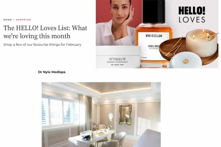 HELLO! magazine article featuring Dr Nyla