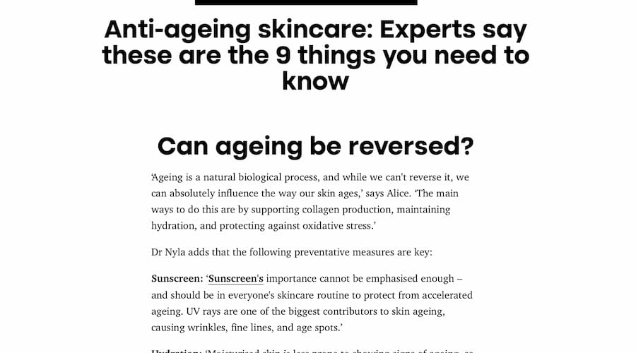 Women's Health magazine article featuring Dr Nyla