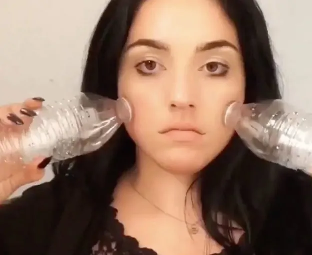 blogger Mercedes Benssz using just empty bottles to create an 'instant facelift'